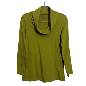Neon Buddha X-Small Green Turtleneck Long Sleeve Top Lagenlook Stretch Casual